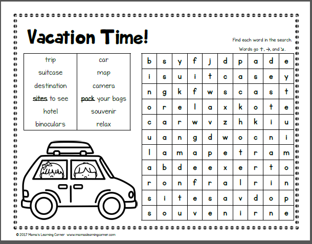 July Word Search Packet