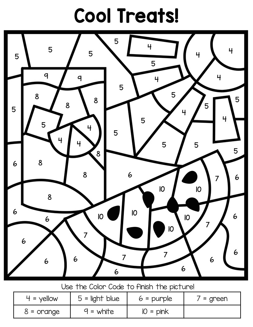 Color By Number Worksheets For Kindergarten 6