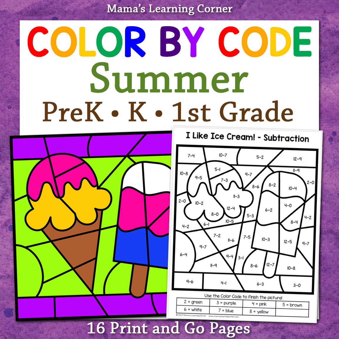 Summer Color by Number Worksheets - Mamas Learning Corner Summer Color by Number Worksheets