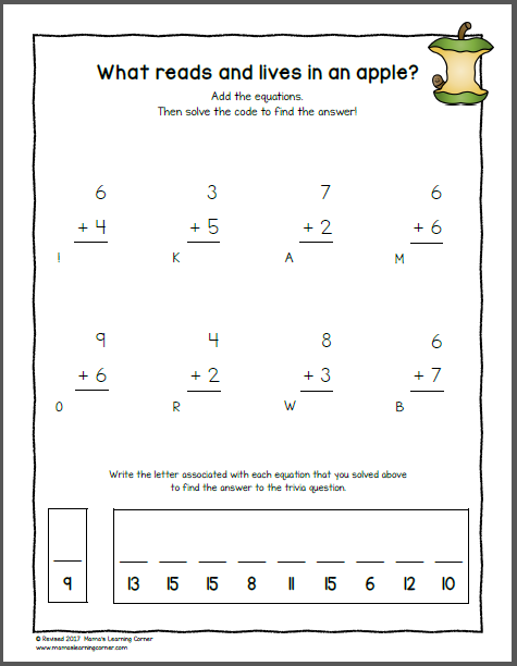 Apple Worksheets for K and 1st