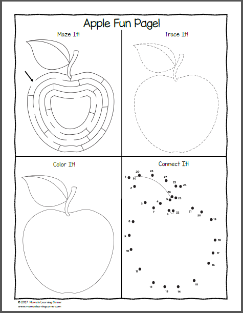 Apple Worksheets Mamas Learning Corner