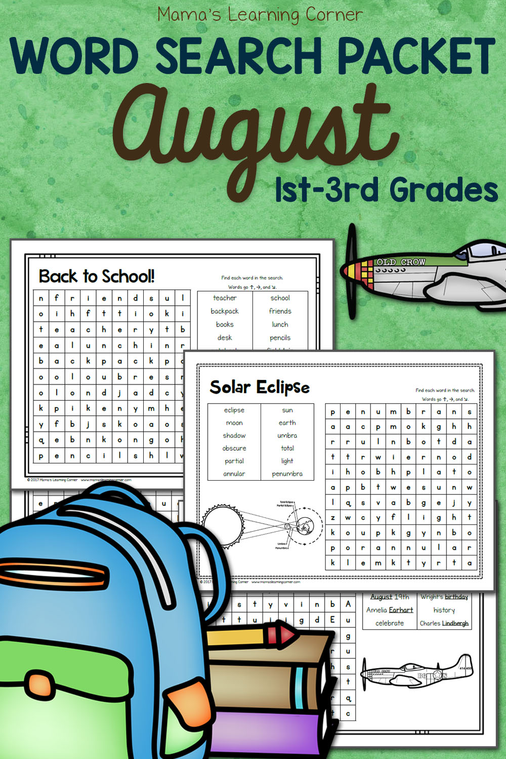 August Word Search Packet