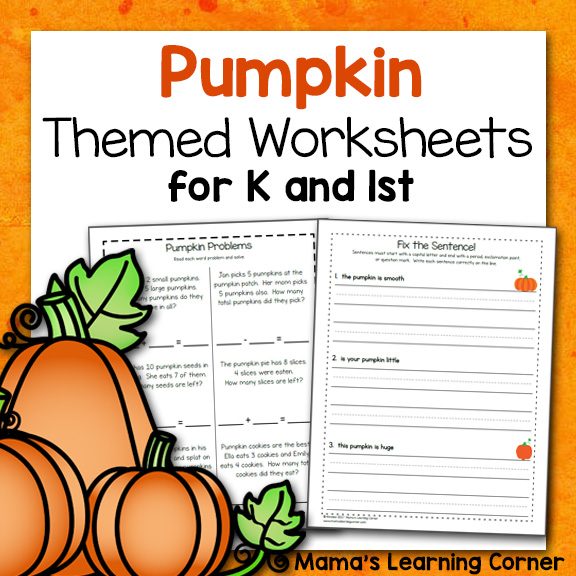 Pumpkin Worksheets for K and 1st