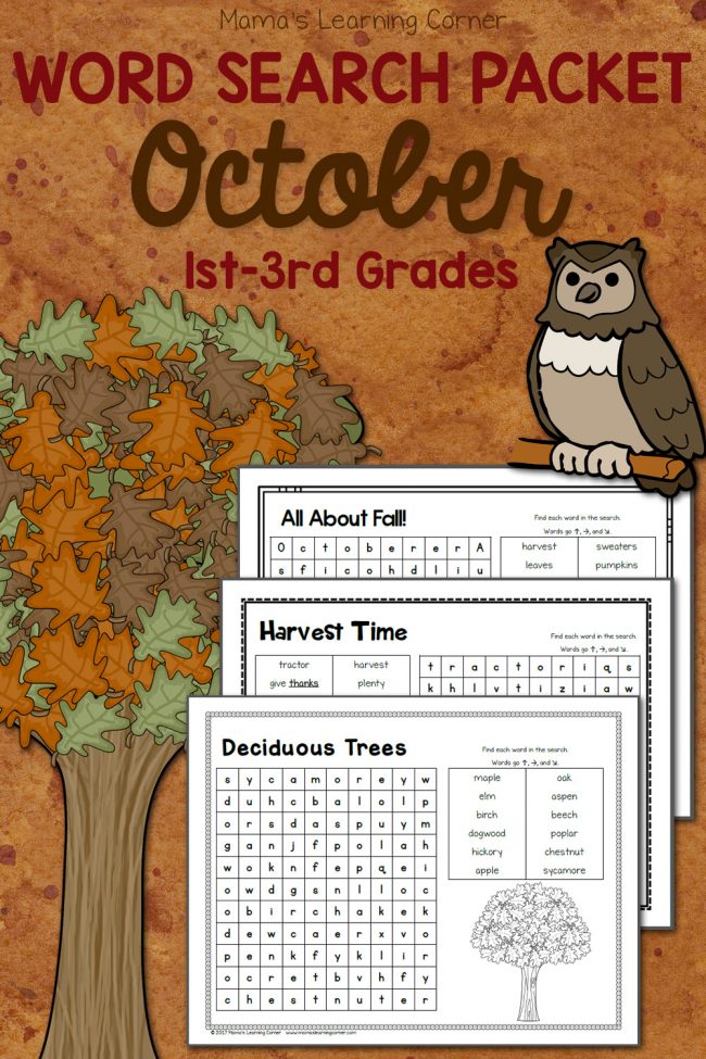 October Word Search Packet