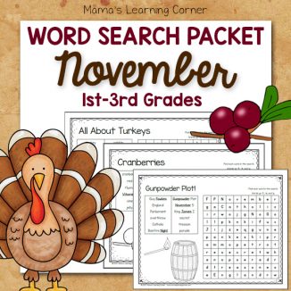 November Word Search Packet