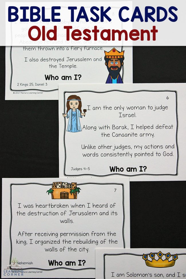 Bible Task Cards for Old Testament Characters Mamas Learning Corner