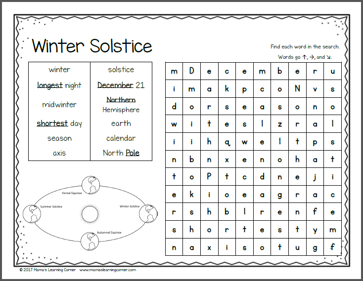 December Word Search Packet