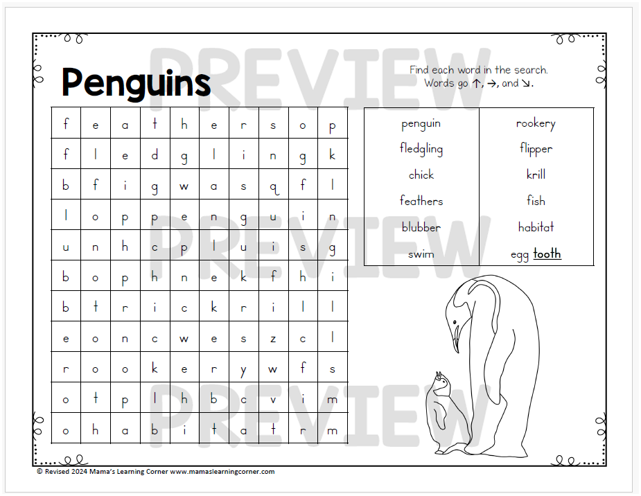 December Word Search Puzzle Packet Penguins - Mamas Learning Corner December Word Search Puzzle Packet Penguins