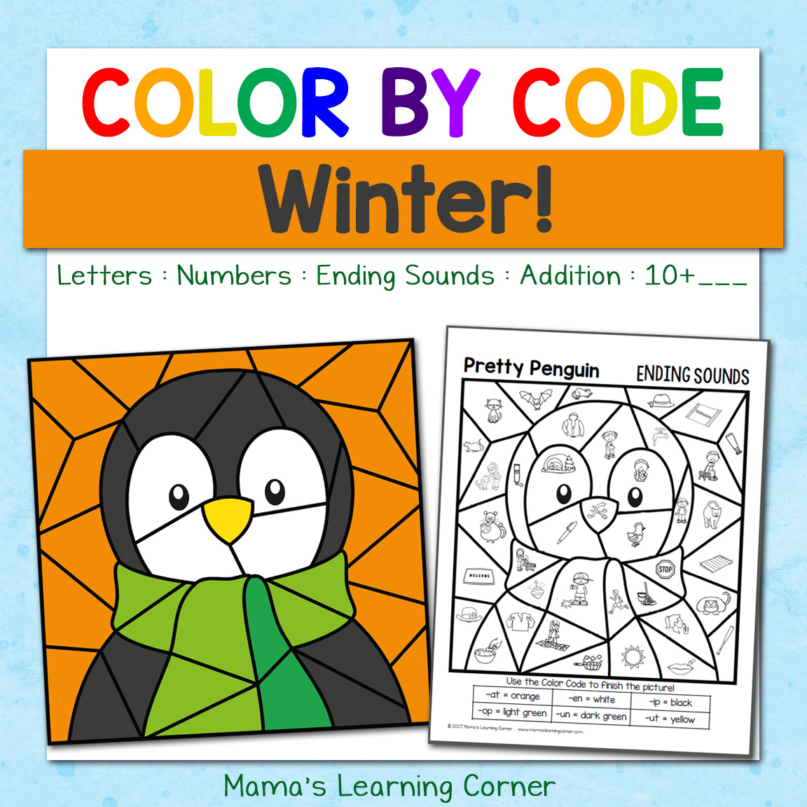 Winter Color By Code Worksheets