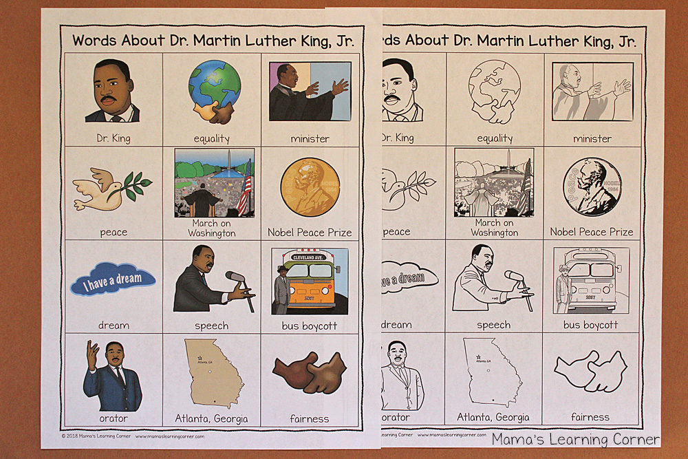 Martin Luther King Writing Booklet Picture Dictionary