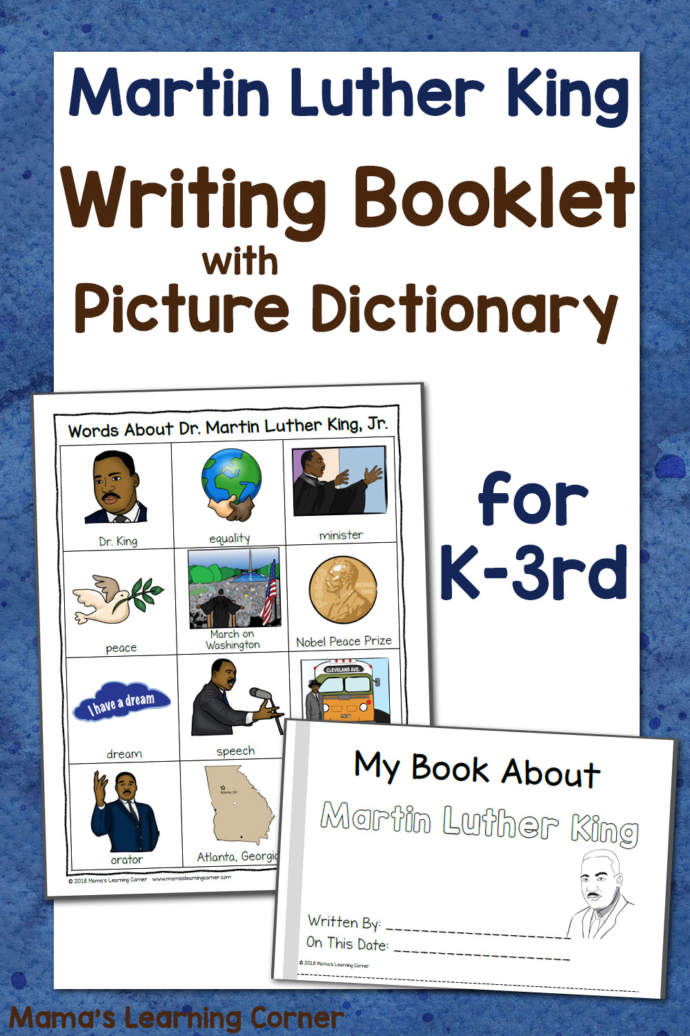 Martin Luther King Jr Writing Booklet With Picture Dictionary Mamas Learning Corner