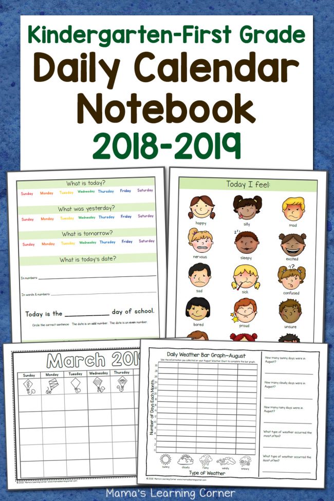 Kindergarten Calendar Notebook : Kindergarten first grade calendar notebook mamas Kindergarten Calendar Notebook : Kindergarten first grade calendar notebook mamas