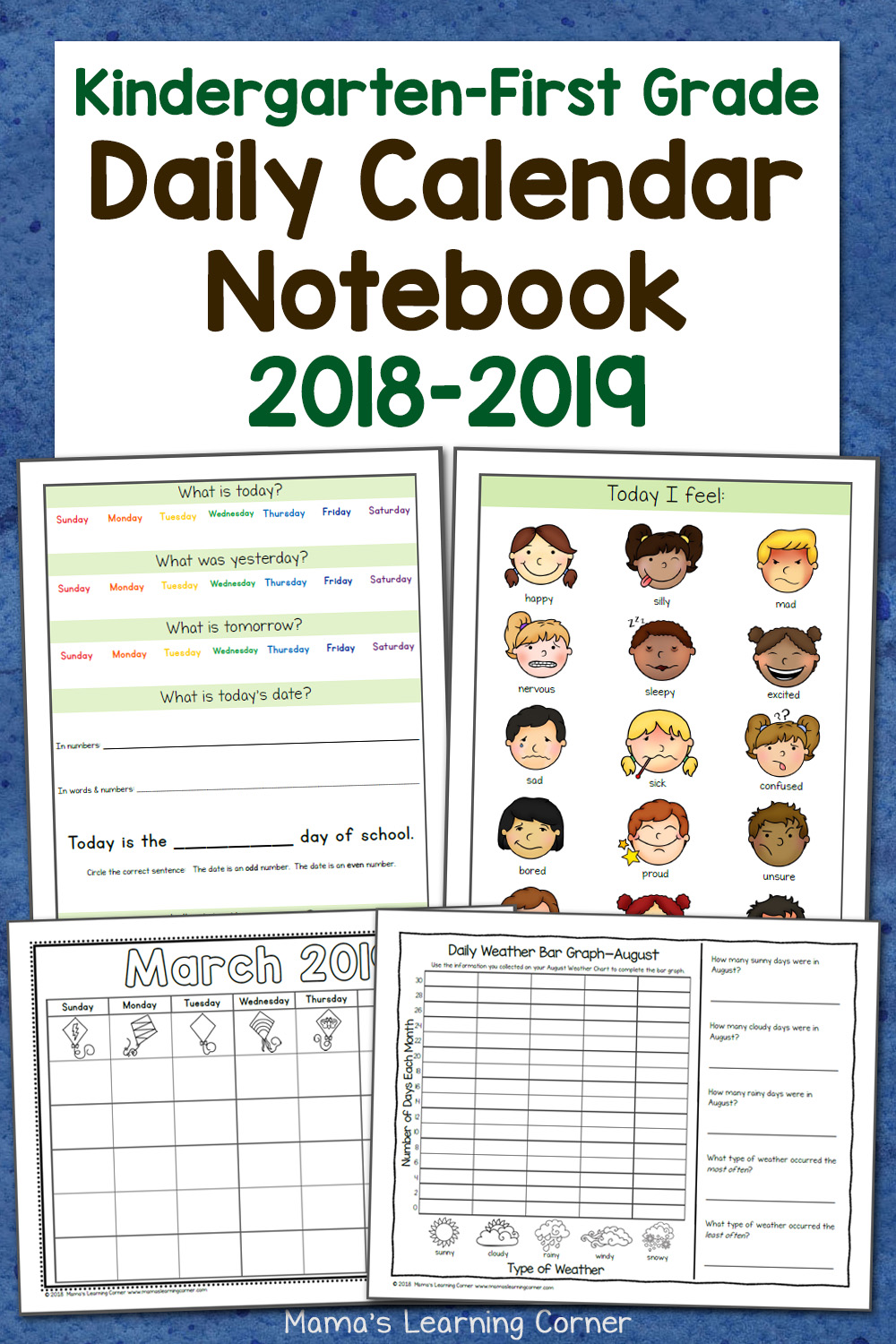 Kindergarten-First Grade Calendar Notebook - Mamas Learning Corner