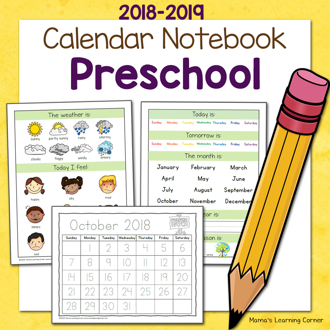 Preschool Calendar Notebook 2018-2019 - Mamas Learning Corner