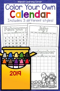 Color Your Own Calendar 2019