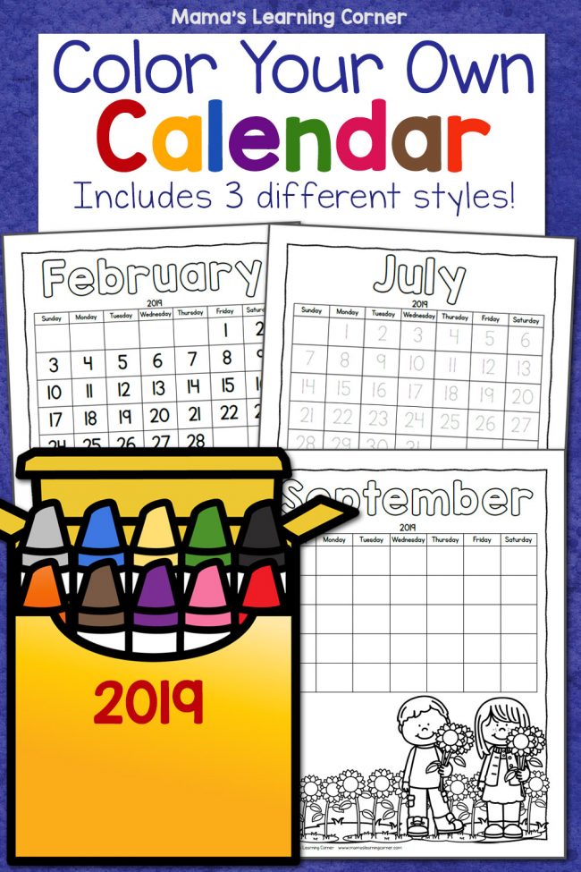 Color Your Own Calendar 2019 Mamas Learning Corner Color Your Own Calendar 2019 Mamas Learning Corner