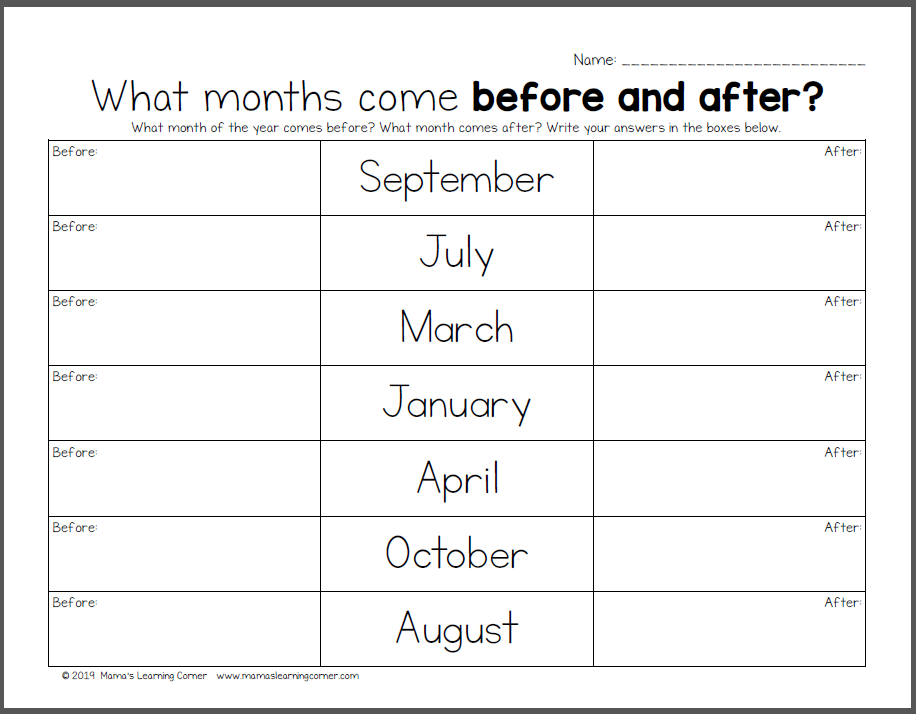 Months of the Year Worksheets - Mamas Learning Corner