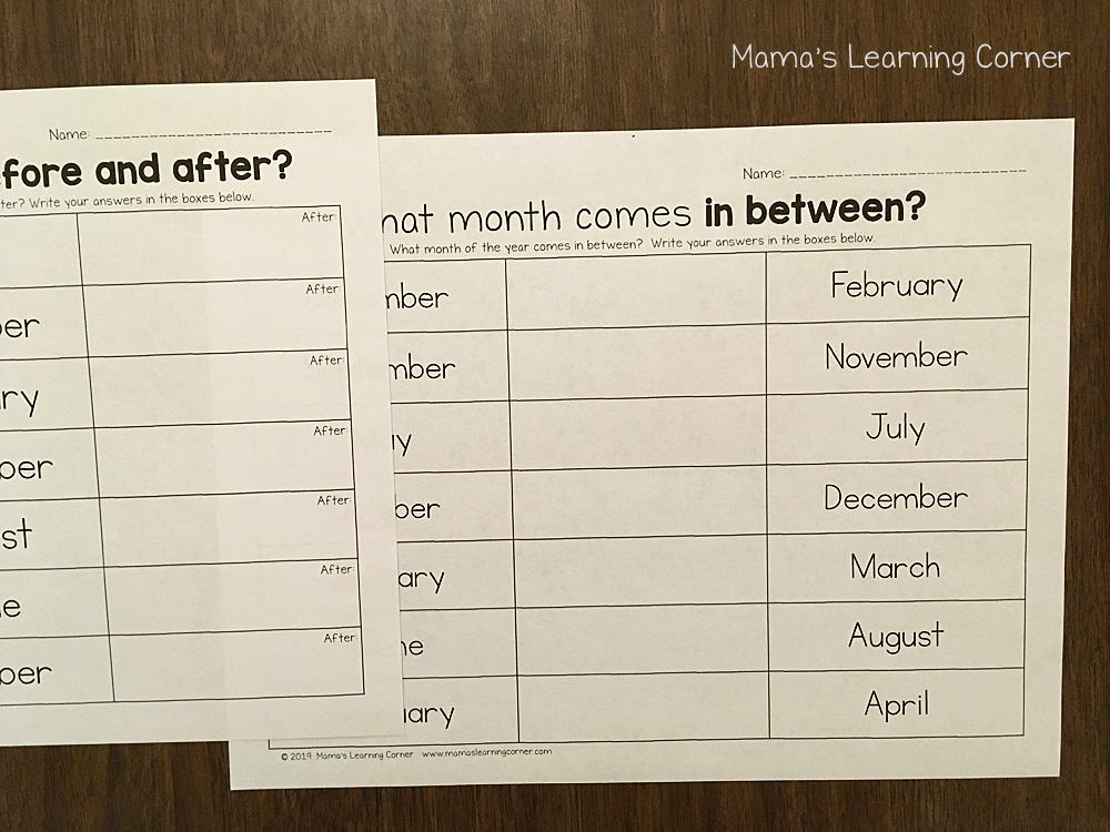 months of the year worksheets mamas learning corner