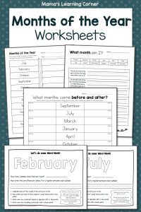 Months of the Year Worksheets
