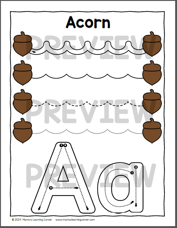 Fall Tracing Worksheets for Preschool - Mamas Learning Corner