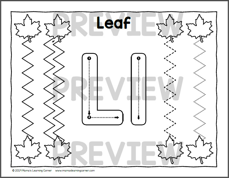 Fall Tracing Worksheets for Preschool - Mamas Learning Corner