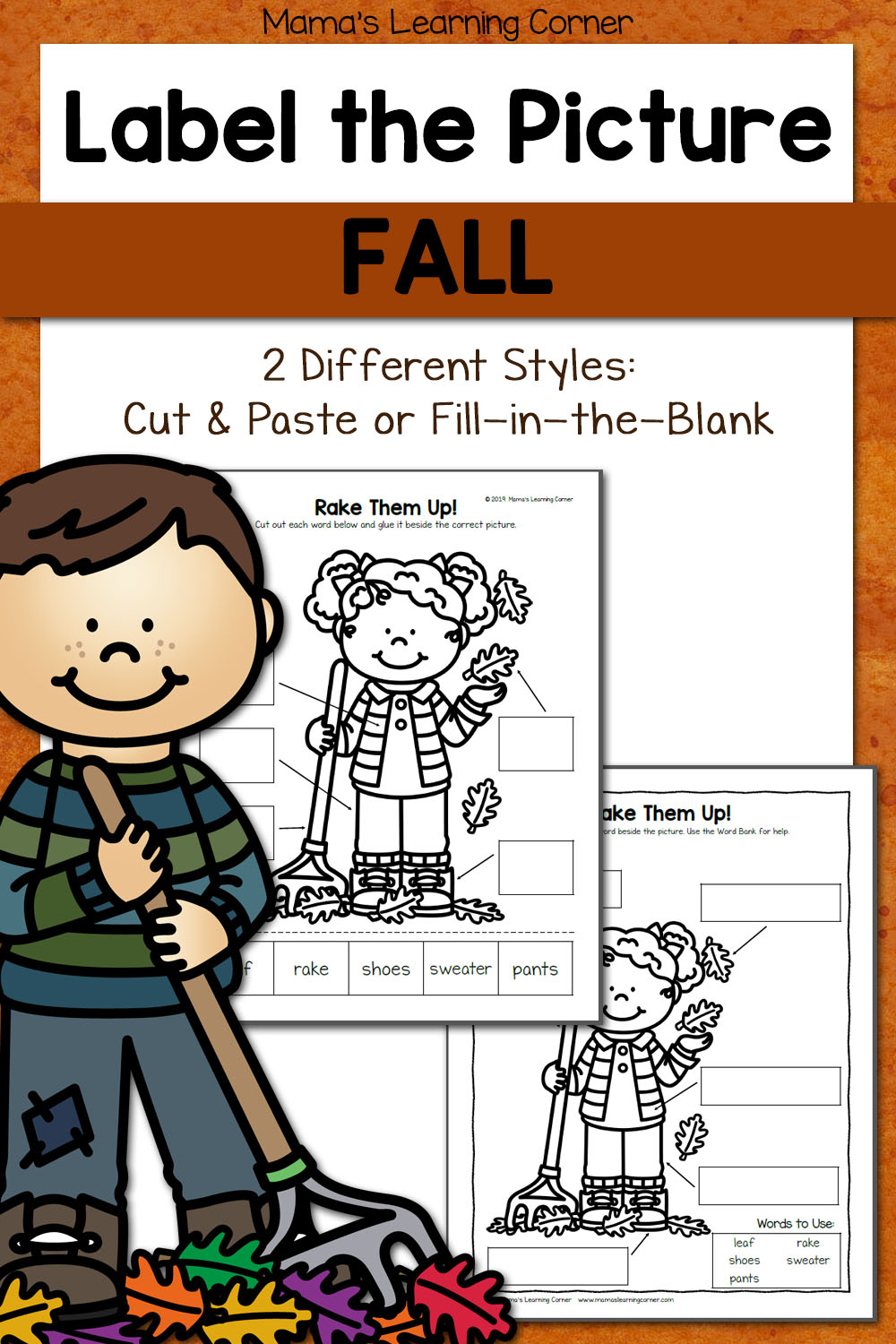 Fall Label the Picture Worksheets
