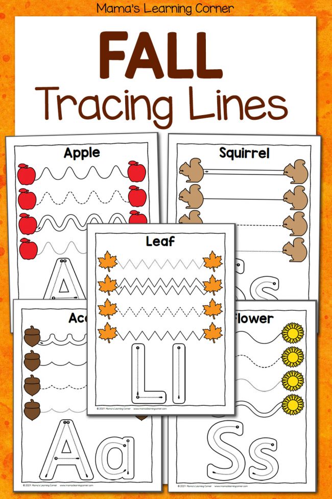 Fall Tracing Worksheets for Preschool