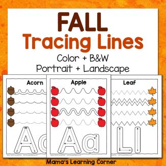 Fall Tracing Worksheets for Preschool