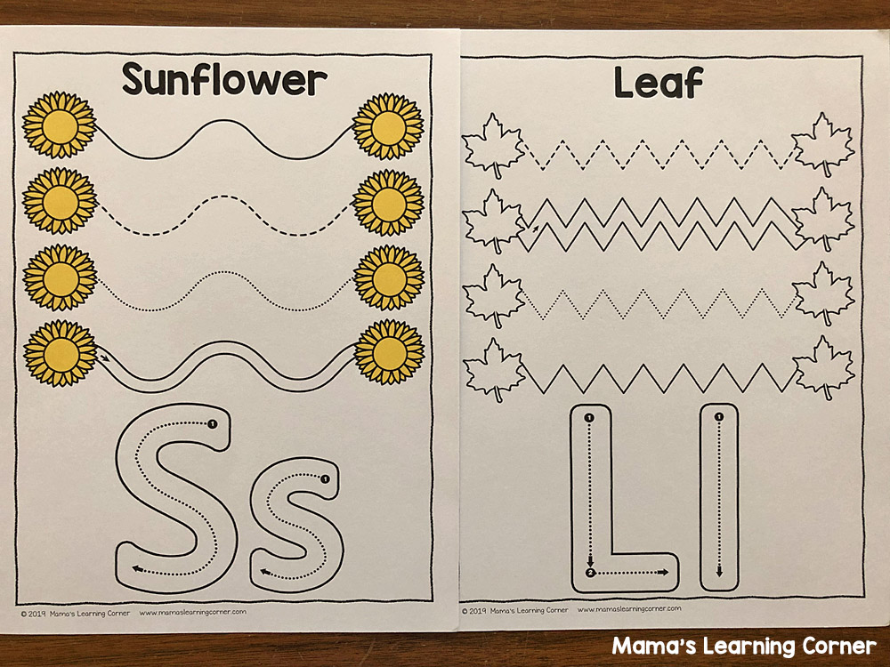 Fall Tracing Worksheets for Preschool