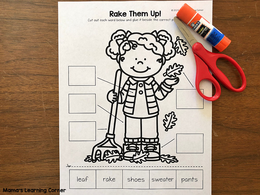 Label the Picture Fall Worksheets
