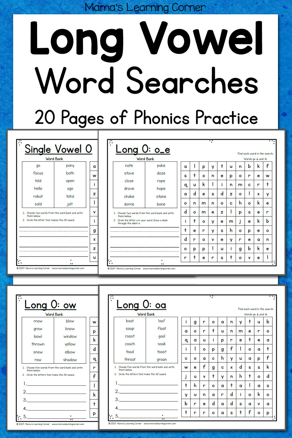 Long Vowel Word Search Puzzles - Mamas Learning Corner