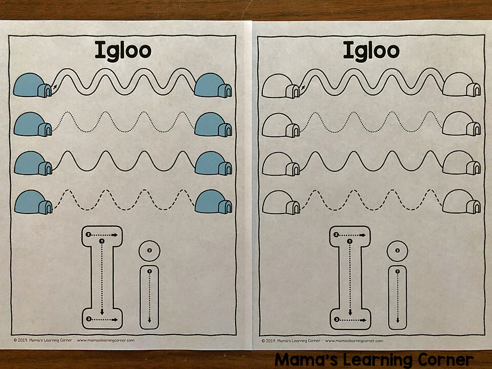 Winter Tracing Worksheets for Preschool Igloo