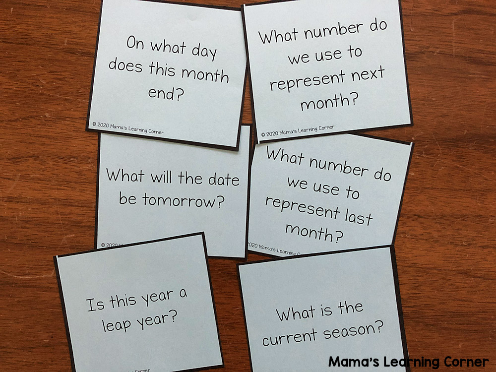 Calendar Question Cards - Mamas Learning Corner Calendar Question Cards