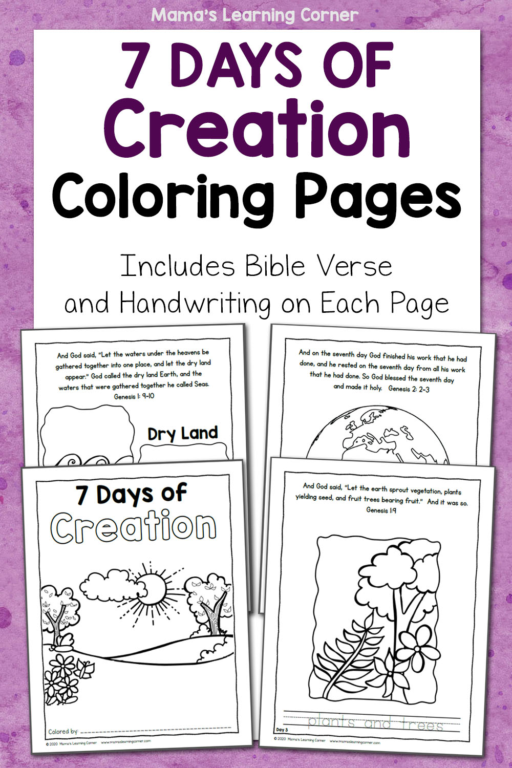 7 Days of Creation Coloring Pages - Mamas Learning Corner