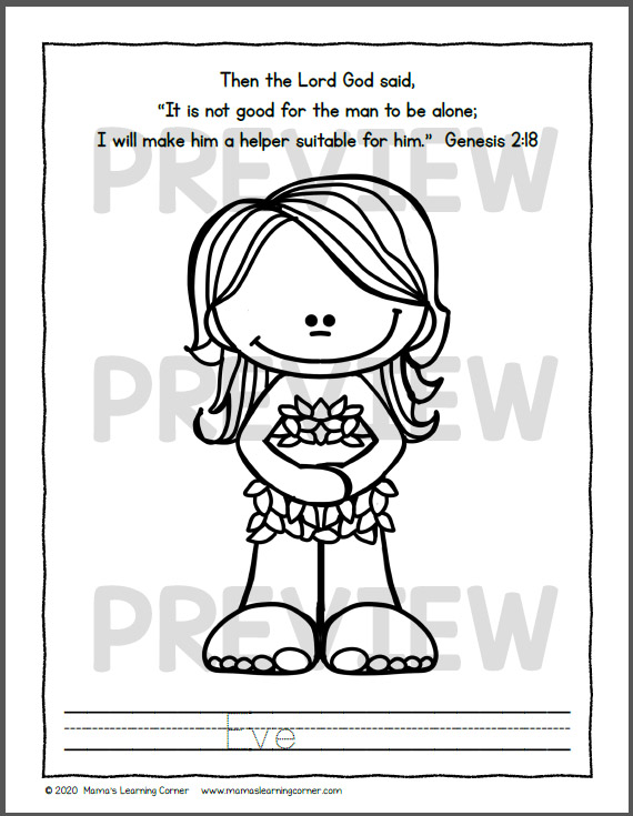 Adam and Eve in the Garden Coloring Pages - Mamas Learning Corner