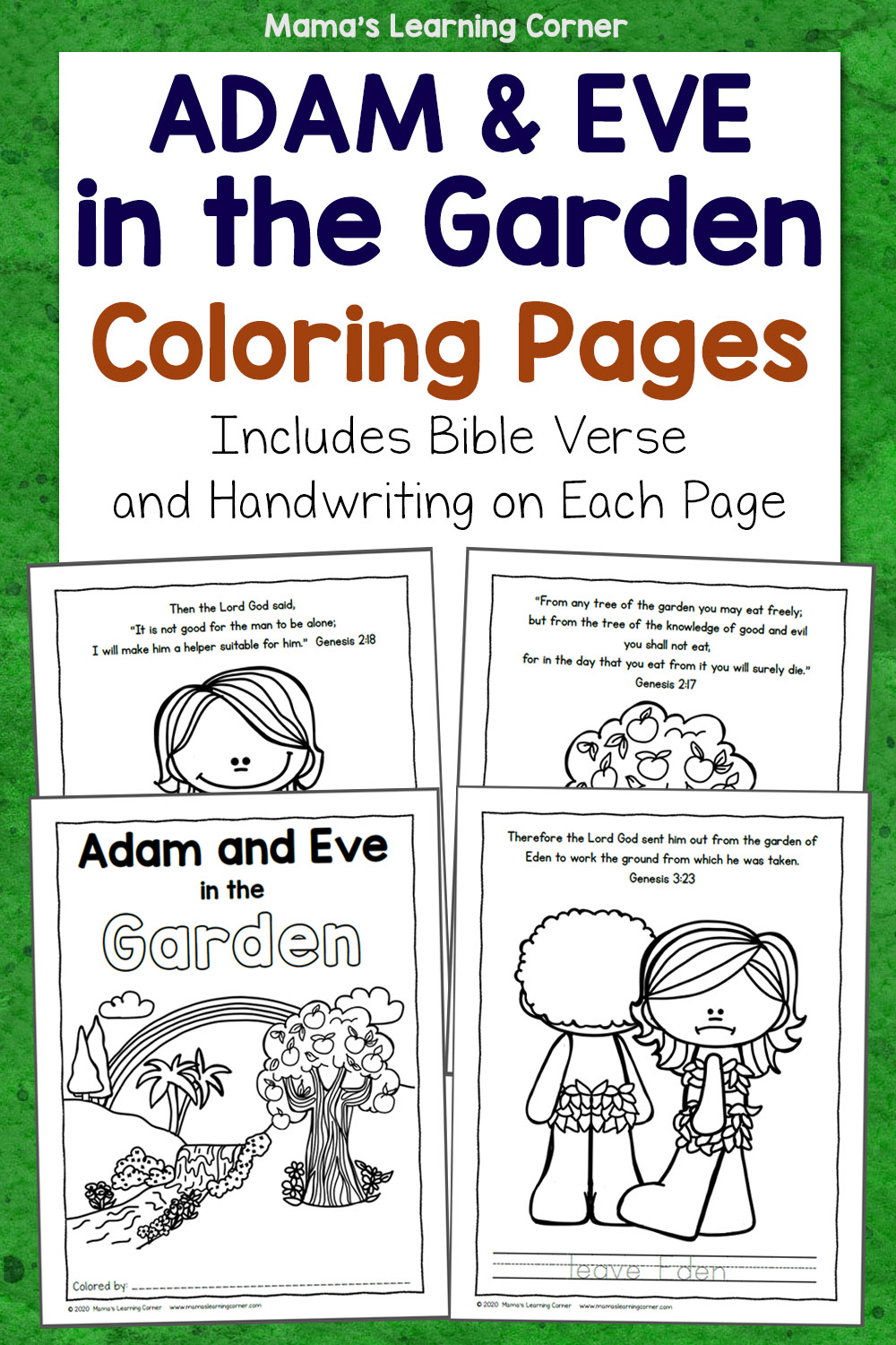 Adam and Eve in the Garden Coloring Pages Mamas Learning Corner