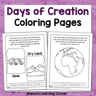 Days of Creation Coloring Pages 8x8