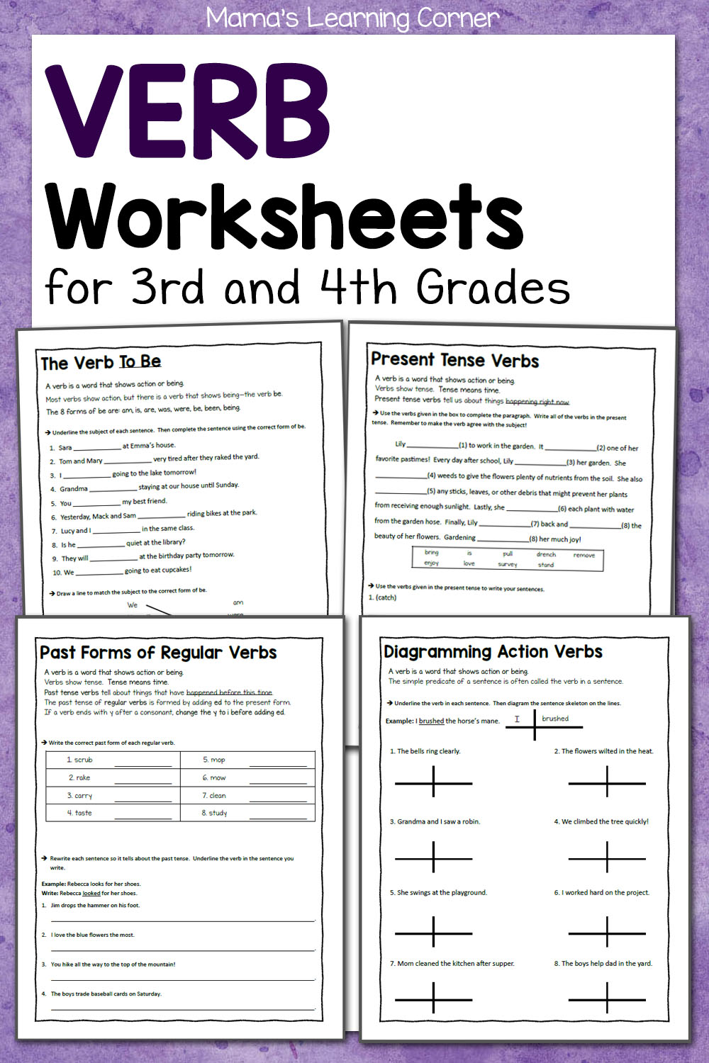 Verb Worksheets For 3rd And 4th Grades Mamas Learning Corner