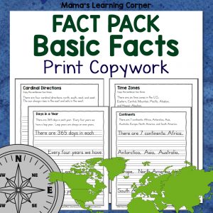 Basics Fact Pack Print Copywork - Mamas Learning Corner Basics Fact Pack Print Copywork
