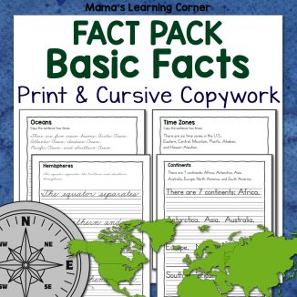 Basics Fact Pack Print and Cursive Copywork