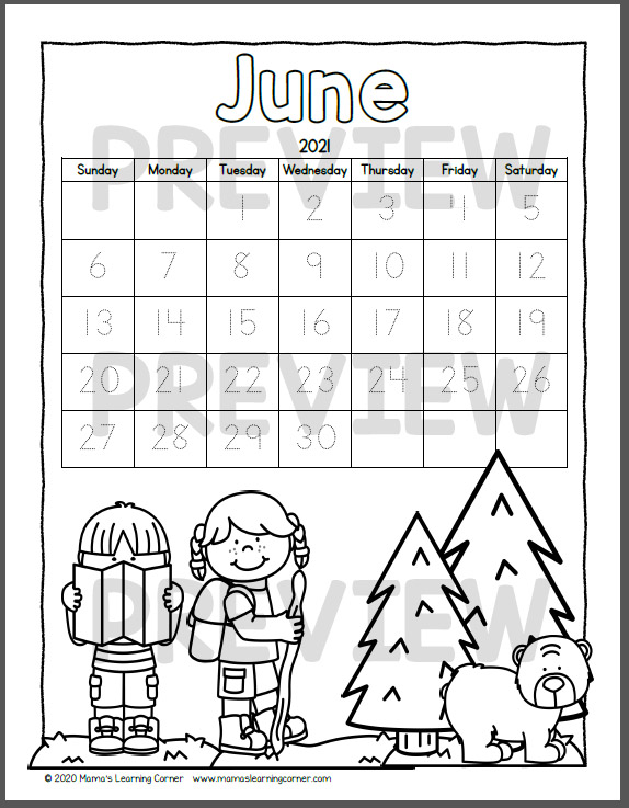 Color Your Own Calendar 20202021 Mamas Learning Corner