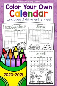 Color Your Own Calendar 2020 2021