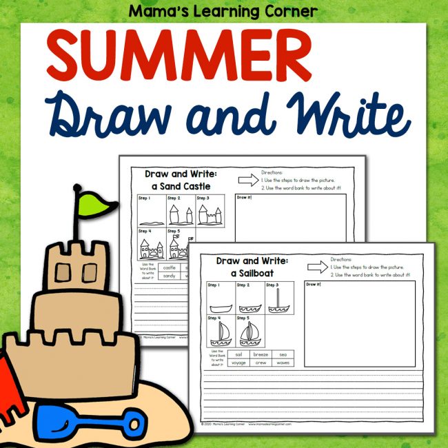 Summer Directed Draw and Write Worksheets 8x8 - Mamas Learning Corner Summer Directed Draw and Write Worksheets 8x8