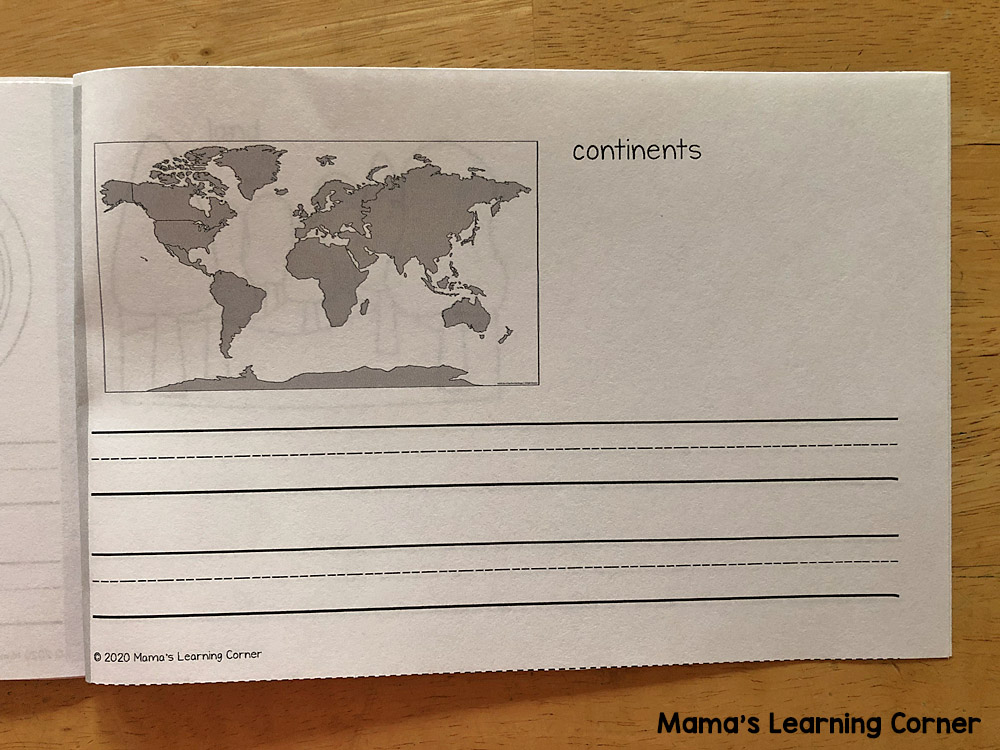 Continents Writing Booklet