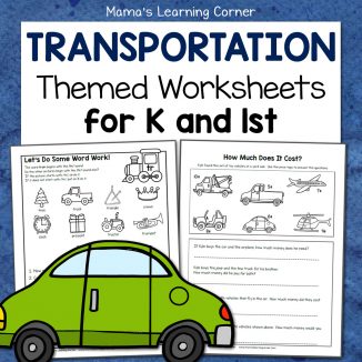 Transportation Worksheets for K and 1st