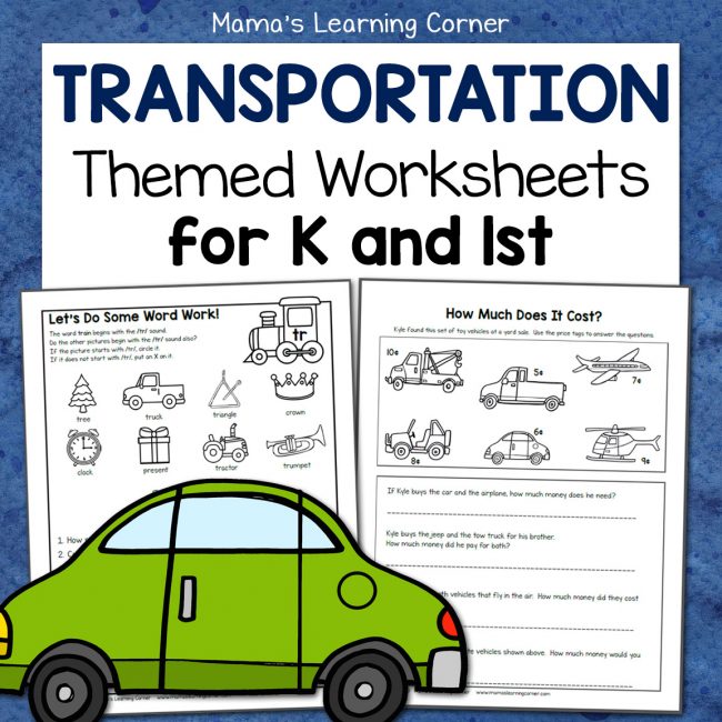 Transportation Worksheets for K and 1st - Mamas Learning Corner Transportation Worksheets for K and 1st