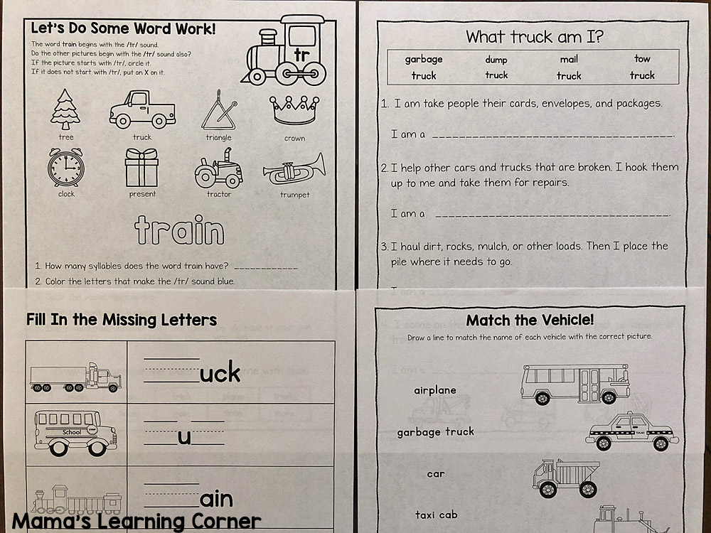 Transportation Worksheets for K and 1st Grade 4
