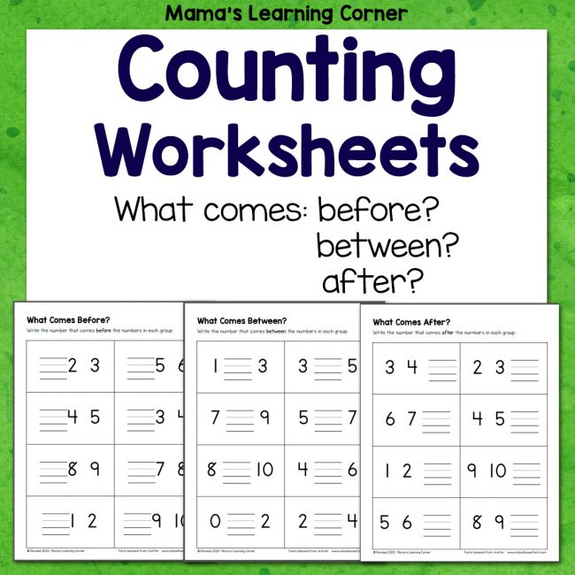 What Comes Before Between and After Number Worksheets - Mamas Learning Corner What Comes Before Between and After Number Worksheets