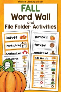 Fall Word Wall and File Folder Activities