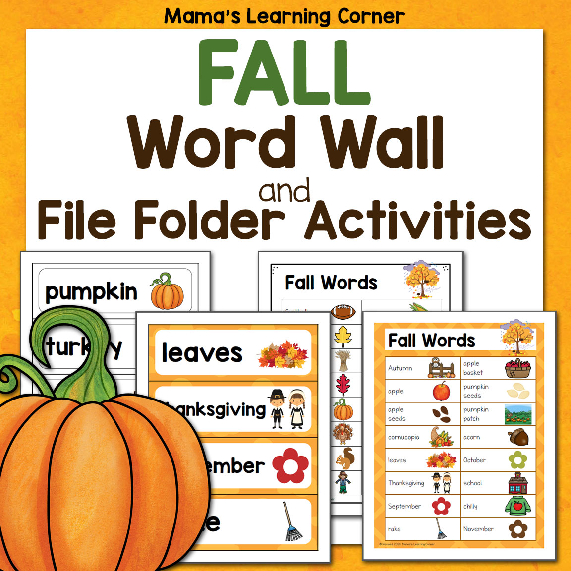 Fall Word Wall and File Folder Activities